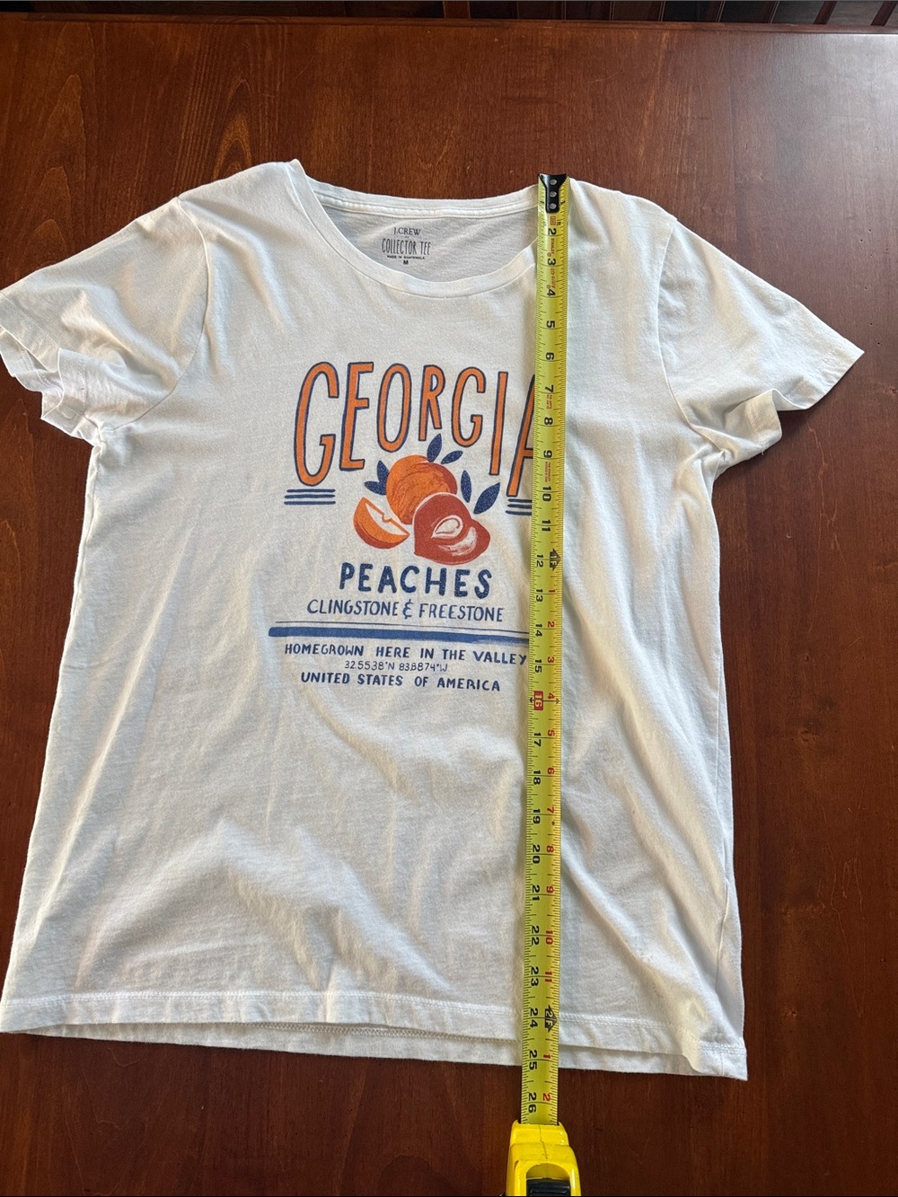 J Crew Factory Collector Tee White Georgia Peaches Medium - Picture 4 of 5